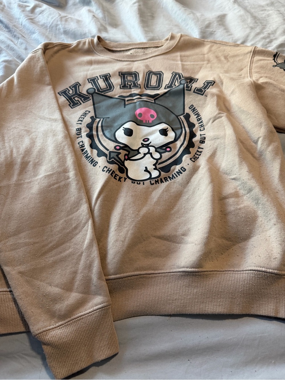 Kuromi Graphic Crewneck Sweatshirt - Beige